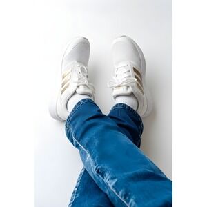 Adidas Galaxy 5 White Champagne Metallic Size 7 FY6744